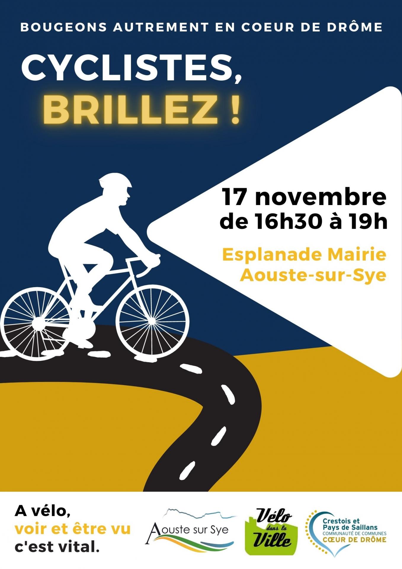 Affiche cyclistes brillez aouste sur sye