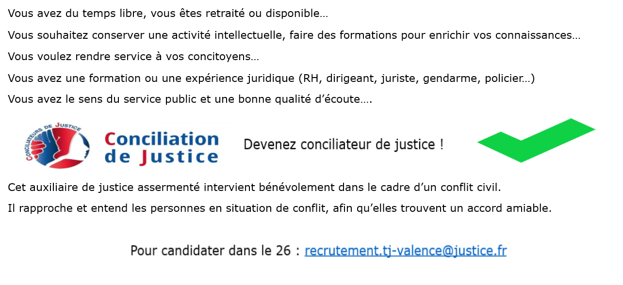 Devenir conciliateur dans le 26