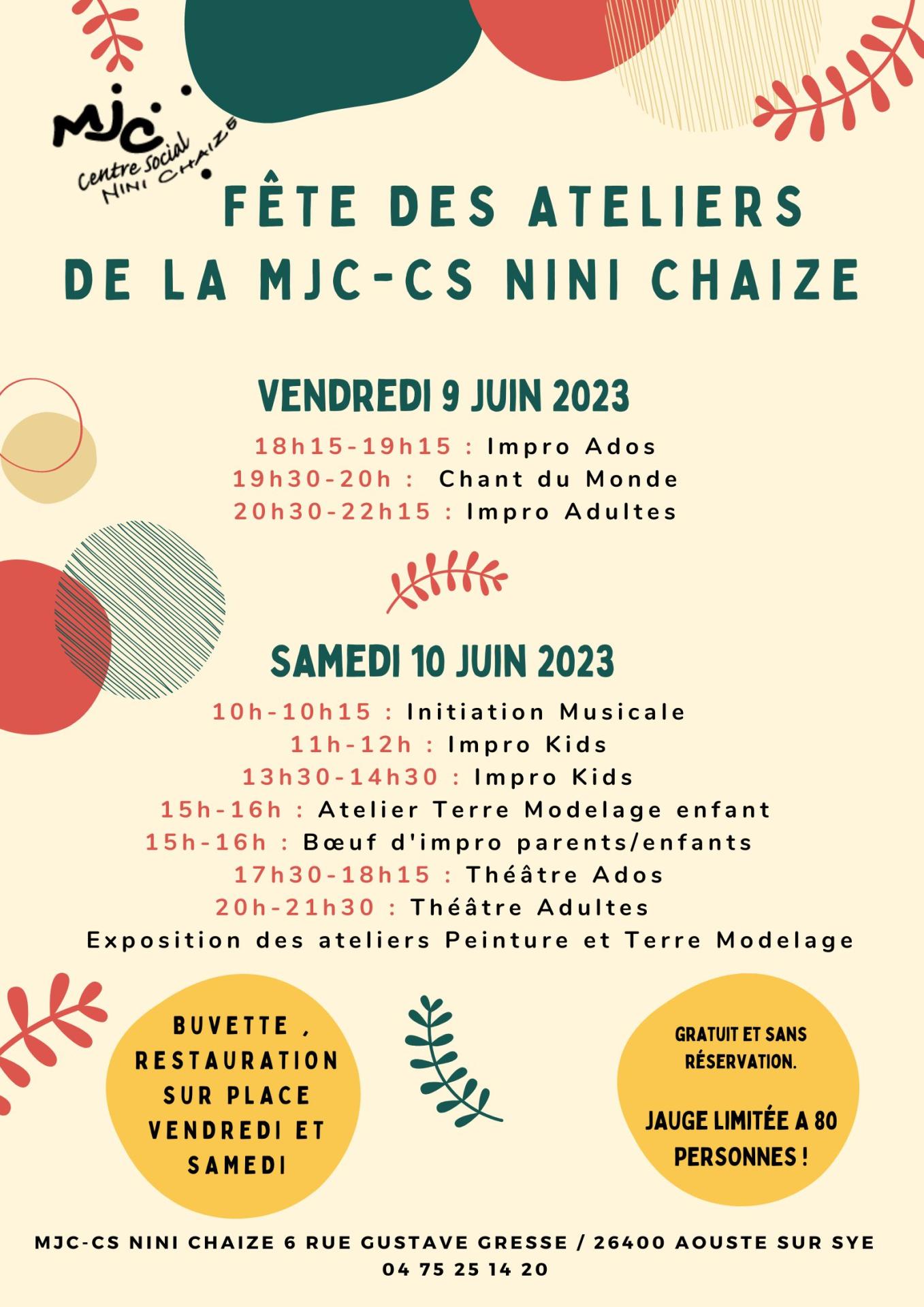 Fete des ateliers de la mjc cs nini chaize